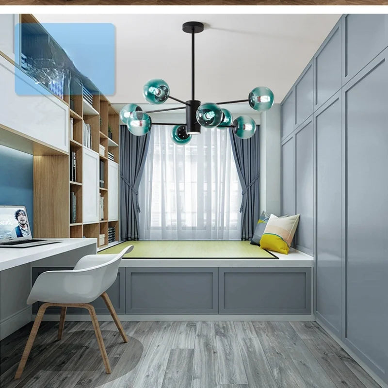 ثريا LED ذهبية بتصميم فرع من DecorBites™ لديكور غرف المعيشة العصرية