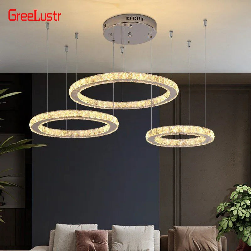 DecorBites™ Crystal LED Chandeliers: Modern Pendant Light for Living Room.