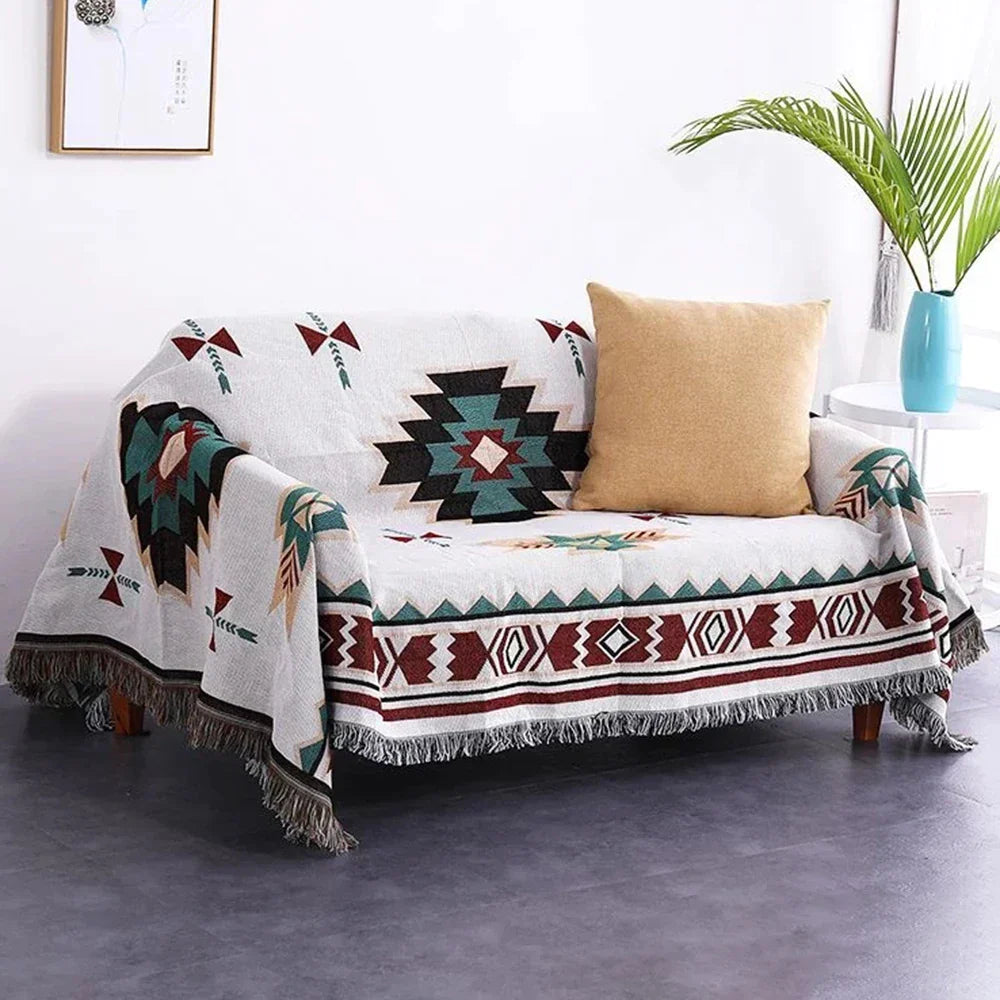DecorBites™ Geometric Tassel Sofa Cover - Bohemian Style Blanket Dust Cover