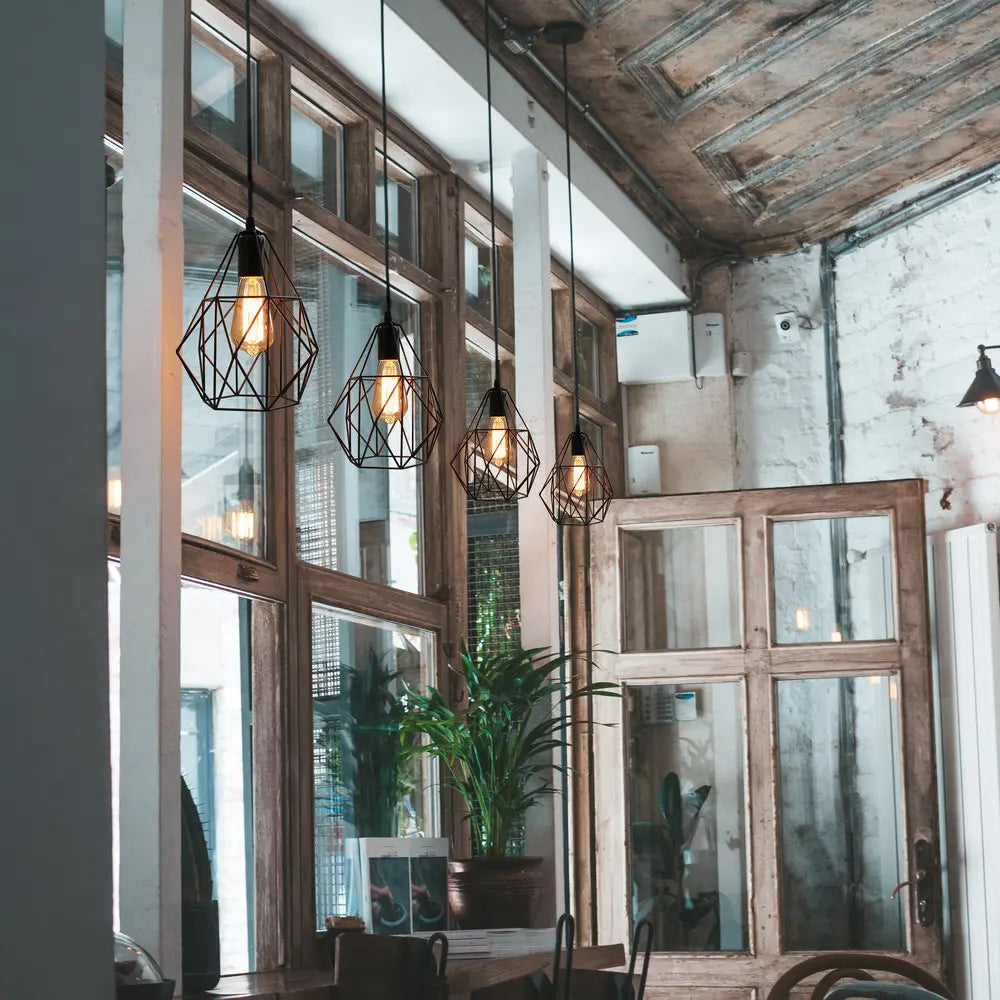DecorBites™ Iron Cage Chandelier Loft Ceiling Light for Kitchen Bedroom Living Room
