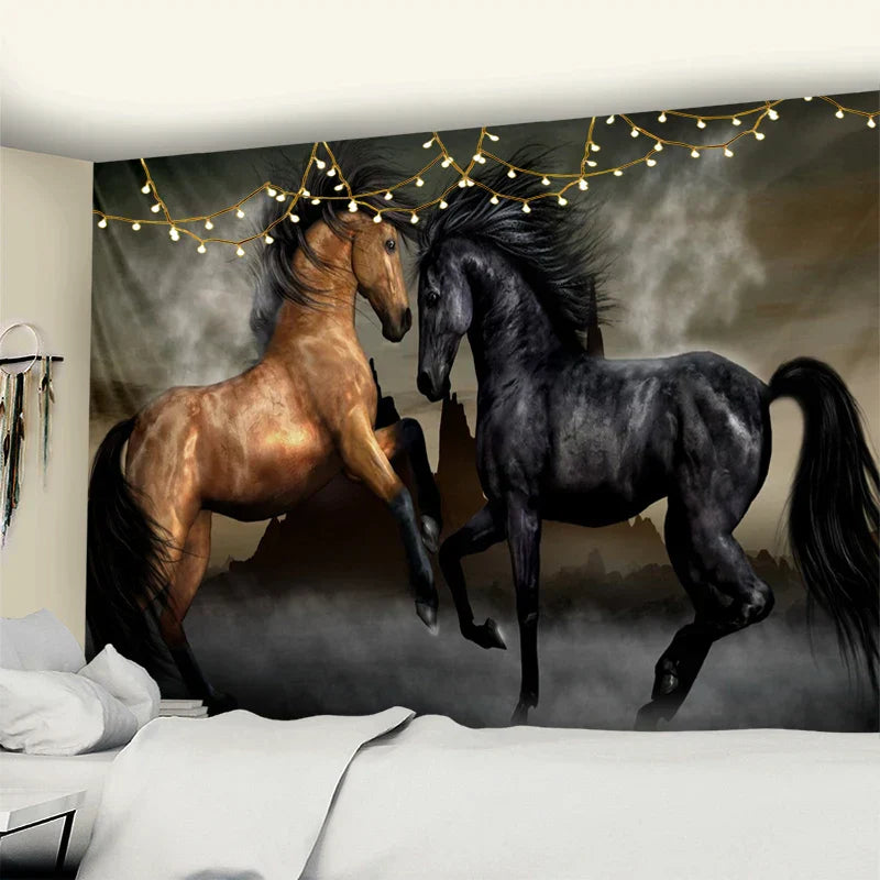 DecorBites™ Galloping Horse Tapestry Wall Hanging Psychedelic Bohemian Hippie Carpet Art