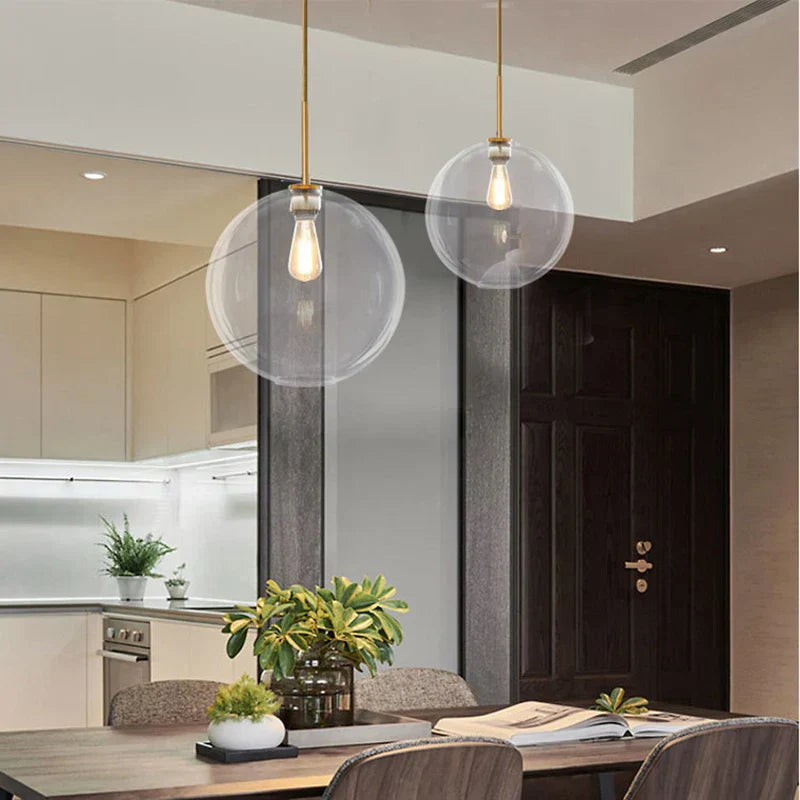 DecorBites™ ثريا كرة زجاجية متدرجة بمصباح LED E27 للفنادق والبارات وغرف النوم