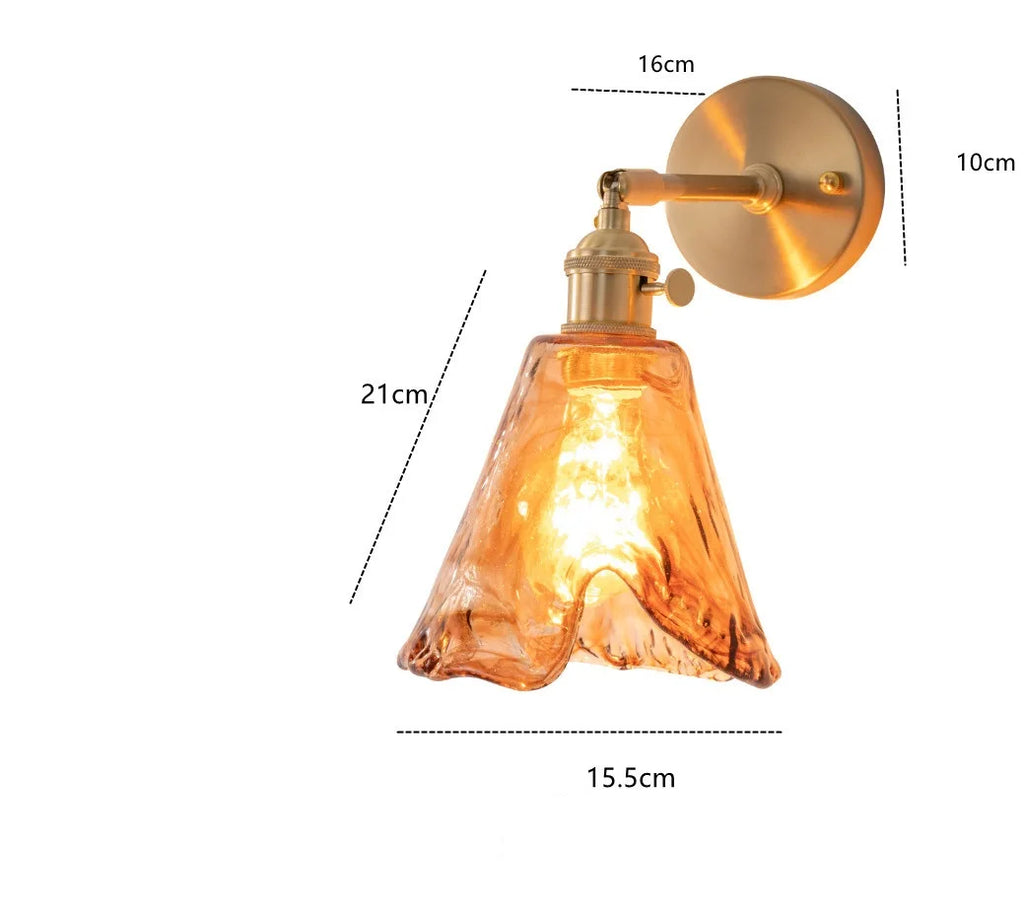 DecorBites™ Amber Glass Wall Lamp Switch, Modern Copper LED Light for Home, Bedroom, Living Room