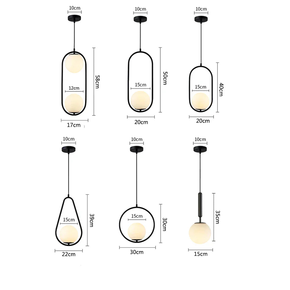 DecorBites™ Glass Ball Pendant Lights | Modern Nordic LED Hanging Lamp for Dining and Bar