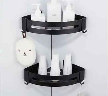 DecorBites™ Brushed Gold Aluminum Bathroom Corner Shelf Wall Mounted Shower Shampoo Holder