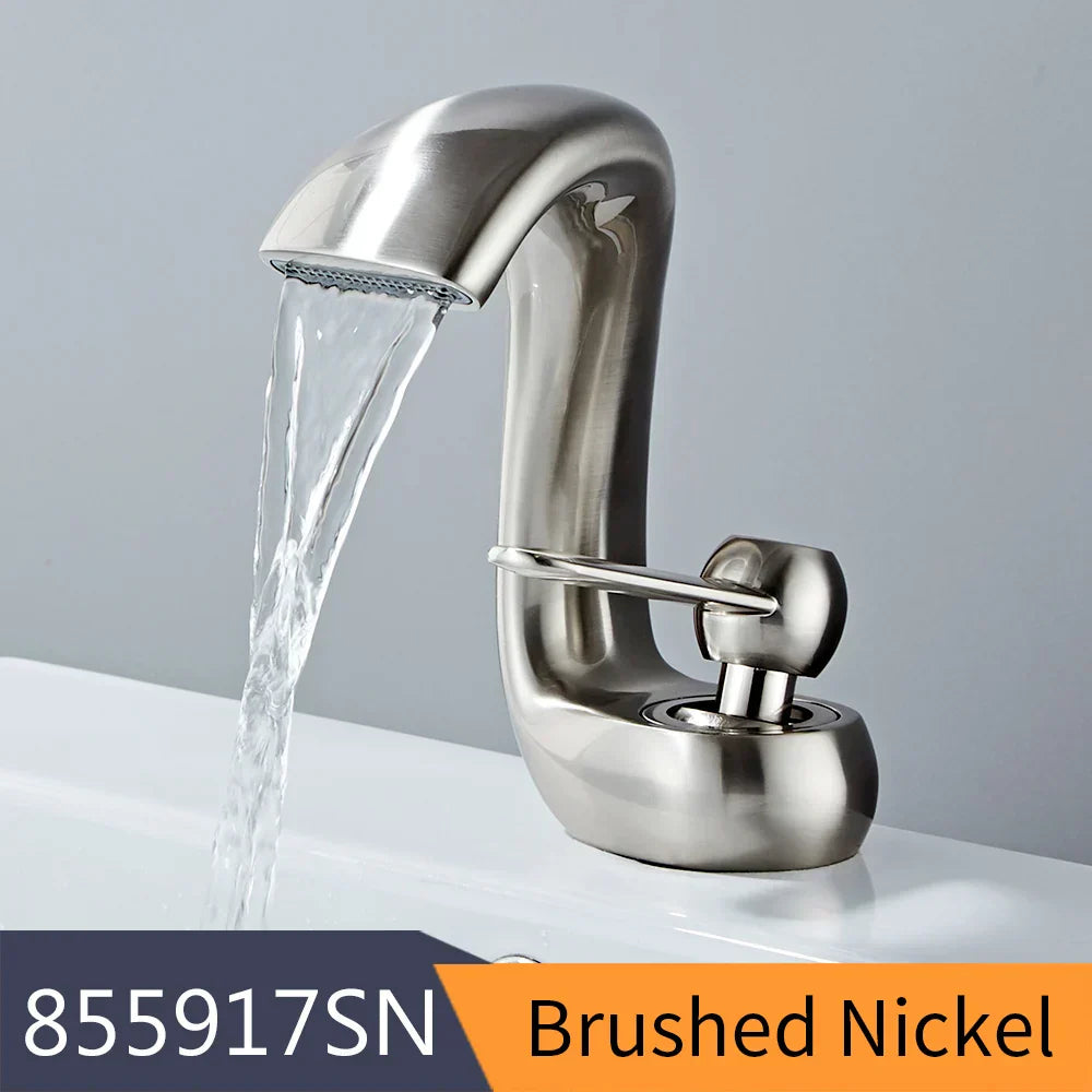 DecorBites™ Gold Basin Faucet: صنبور خلاط نحاسي عصري بمقبض واحد للمغسلة للحمام