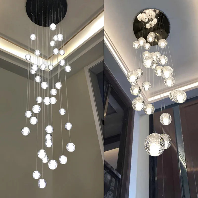 DecorBites™ Crystal Ball Chandelier: Stylish Meteor Shower Lighting for Restaurant, Bar, and Home