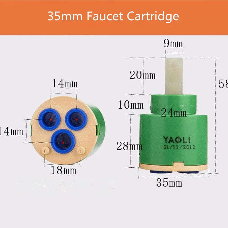 DecorBites™ 3-Year Warranty Ceramic Cartridge for 35mm/40mm Faucet Mixer - High Quality