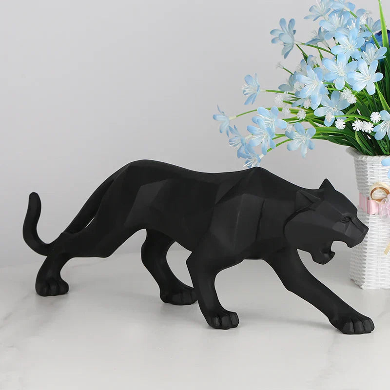 DecorBites™ Black Panther Resin Geometric Statue Decor Ornament