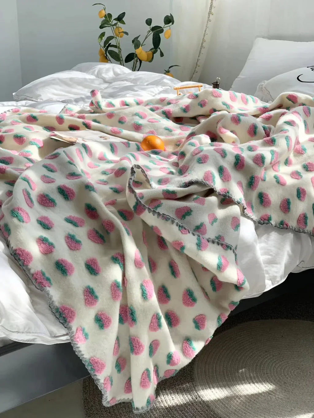 DecorBites™ 3D Cherry Kids Wool Blanket - Kawaii Sweet Girl Crib Bedding