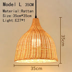 Handwoven Rattan Bamboo Pendant Light in Black