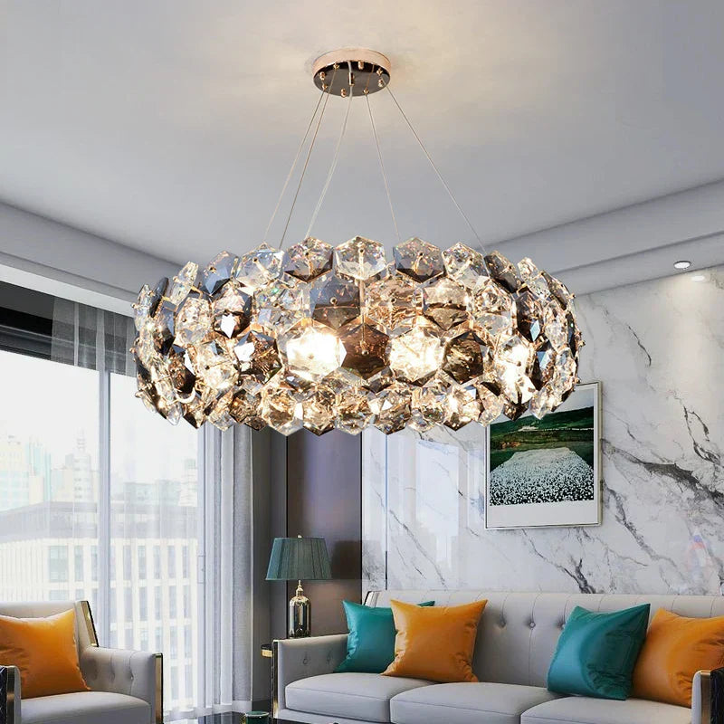 DecorBites™ Crystal Wrought Iron Chandelier: Creative Dining & Living Room Suspension Light