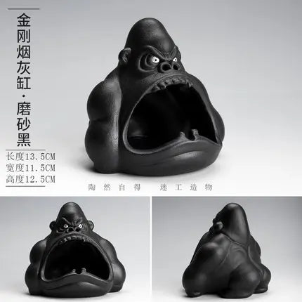 DecorBites™ Gorilla Ceramic Ashtray: Cartoon Animal Decor & Gift