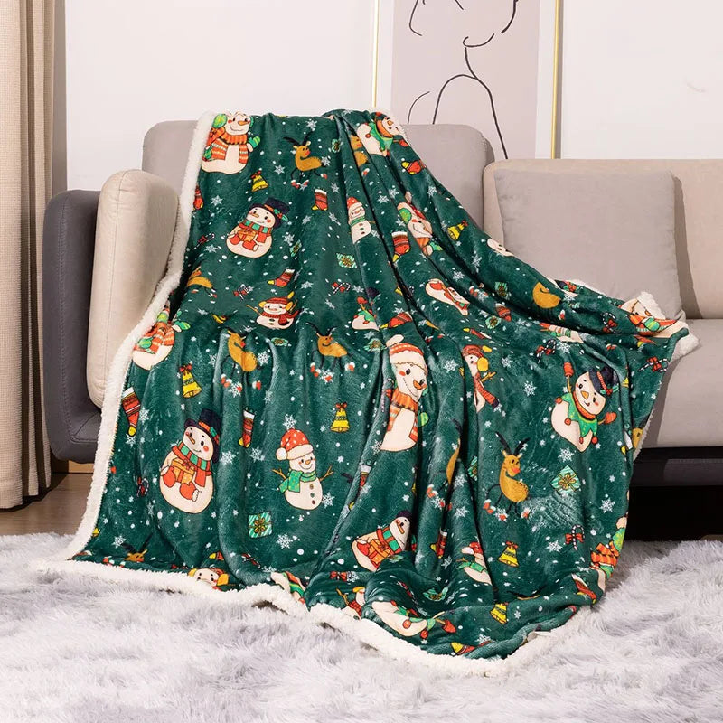 DecorBites™ Cozy Flannel Blanket for Christmas Sofa Cover in Digital Lamb Wool Nap Blanket