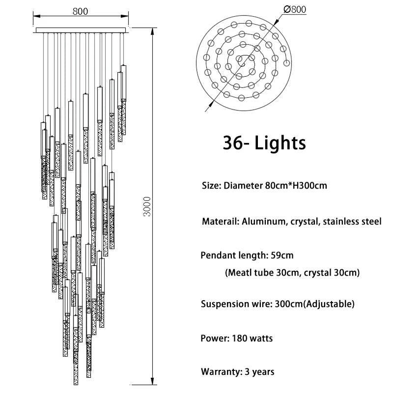 DecorBites™ Crystal LED Chandelier for Staircase & Living Room