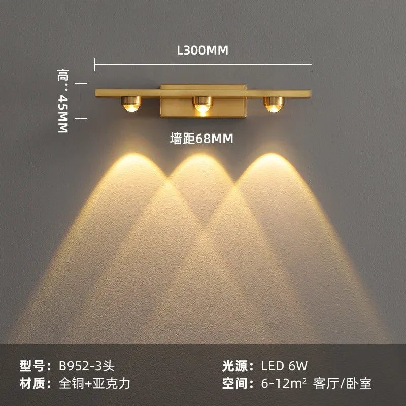 DecorBites™ Copper LED Wall Lamp Modern Bedside Reading Indoor Nordic Scone Wall Lamp