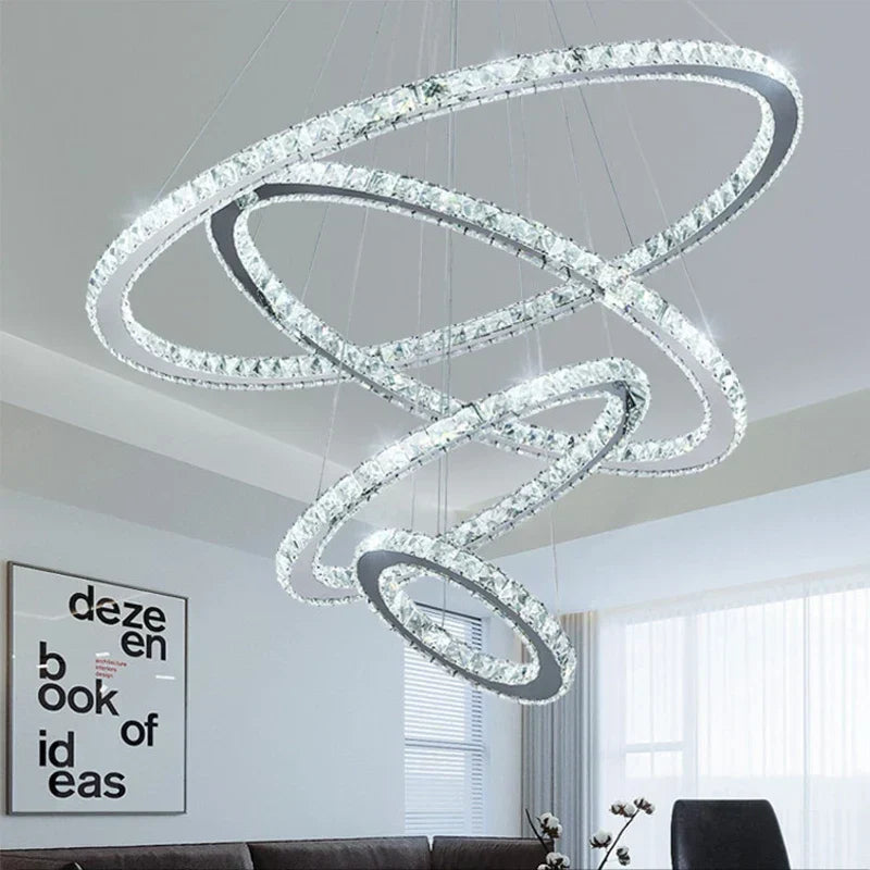 ثريا كريستالية ذهبية لامعة DecorBites™ Gold Gloss LED على شكل حلقة لغرفة المعيشة العصرية الفاخرة