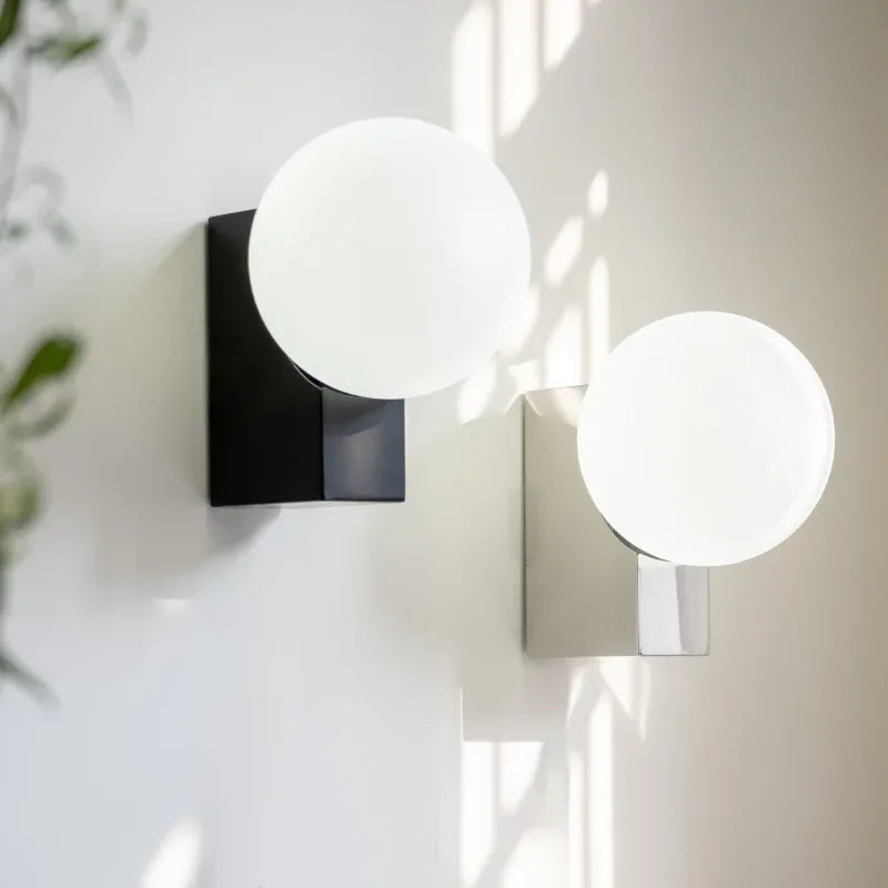DecorBites™ Glass Ball Wall Sconce Light: Metal Base, G9 Bulb