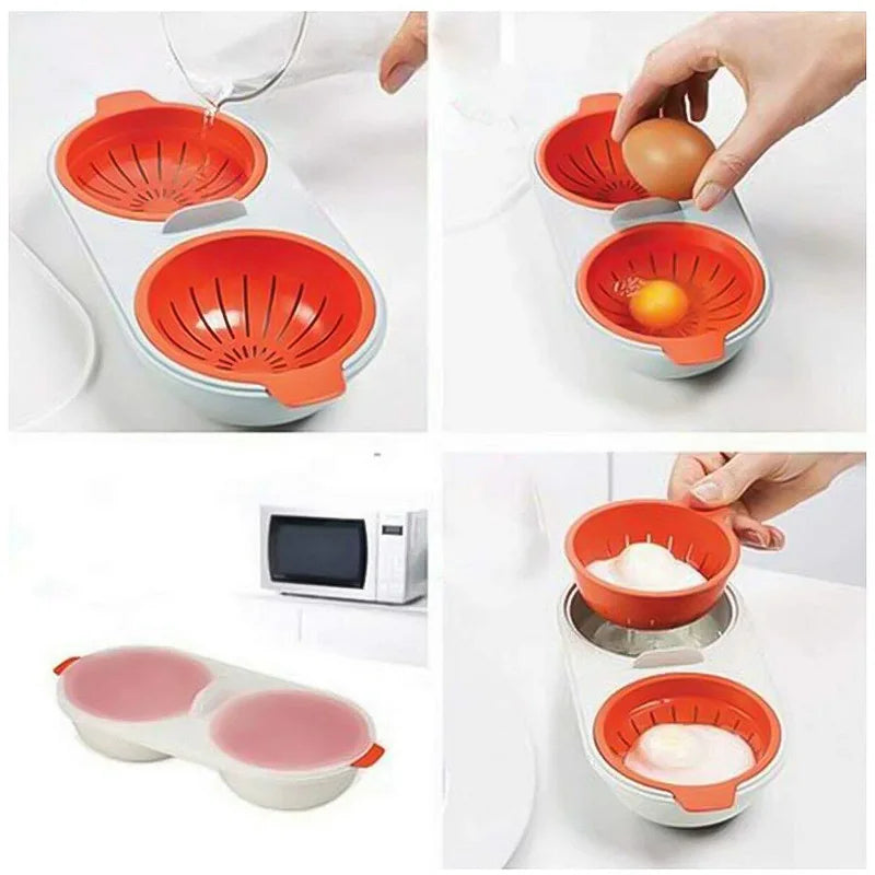 DecorBites™ Egg Boiler Silicone Poacher Cooker Double Layer Cup Draining Cooking Tools