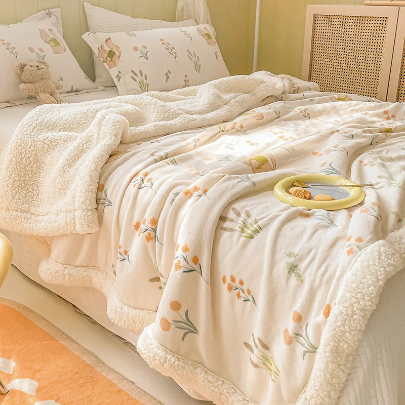 DecorBites™ Cozy Milk Velvet Cartoon Blanket for Single Bed, Student Dorm: Spring & Autumn Blanket