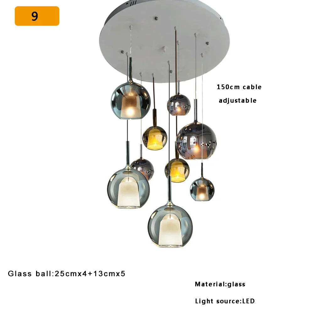 DecorBites™ Glass Ball Pendant Lights: Italian Designer Hanging Lamp for Dining Room, Kitchen Island