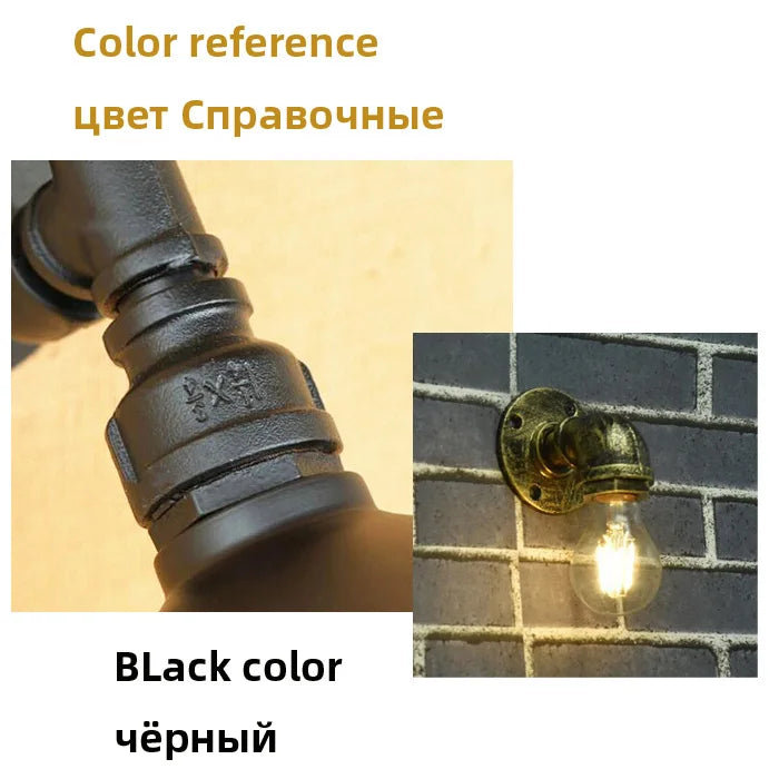 DecorBites™ Industrial Iron Pipe Wall Sconce for Bedroom, Cafe, and Restaurant