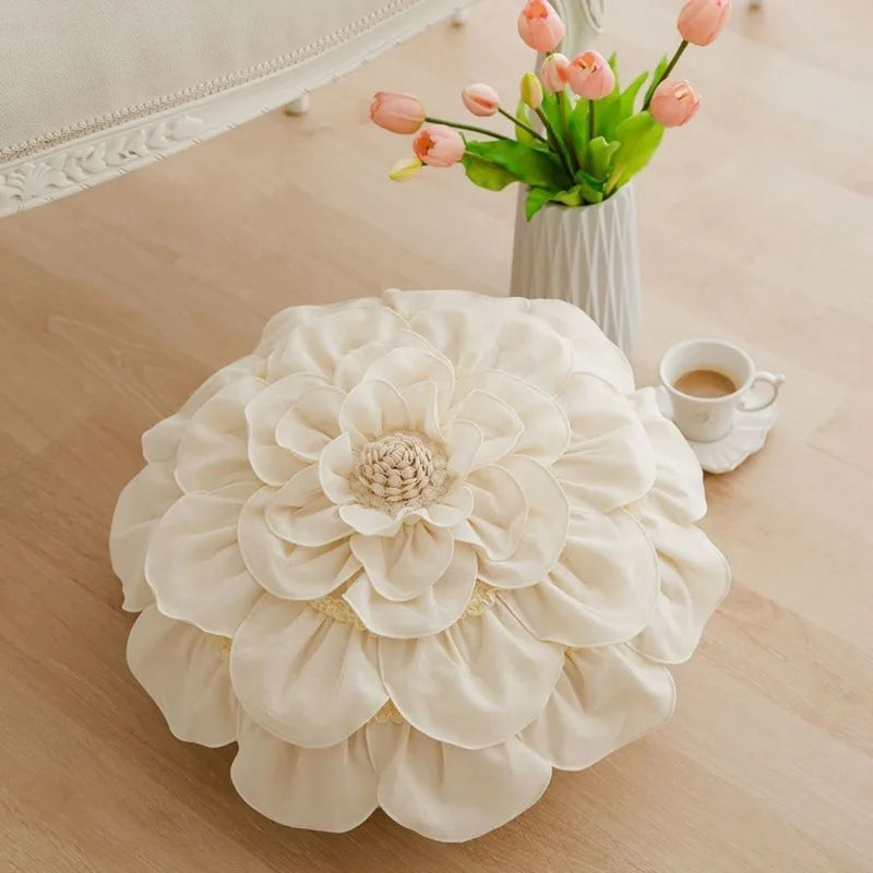 DecorBites™ 3D Flowers Pillows - White Petal Cushions for Home Decor in 50x50cm Size