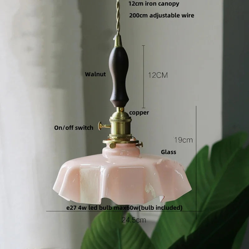 DecorBites™ مصباح معلق زجاجي بتصميم زهرة خضراء - مصباح تعليق حديث للمطابخ والحانات والمطاعم