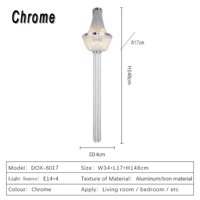 DecorBites™ Aluminum Chain Sconce for Aisle & Bedroom LED Wall Lamp – Gold/Silver