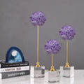DecorBites™ Crystal Flower Glass Craft Hyalinite Sculpture Metal Decorative Figurine