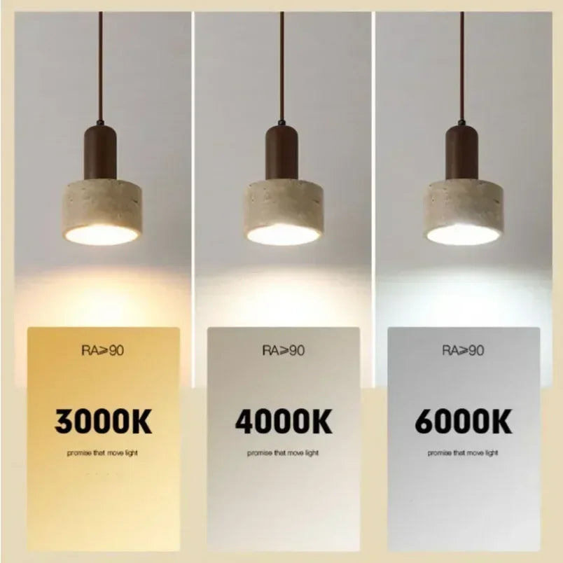 DecorBites™ مصباح معلق أنيق من حجر الترافرتين بتصميم وابي سابي لطاولات الطعام وجزر المطبخ