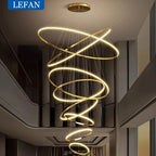 Modern Black Gold Aluminum Staircase Pendant Light