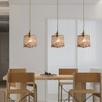 Retro Amber Glass Japanese-Style Pendant Light