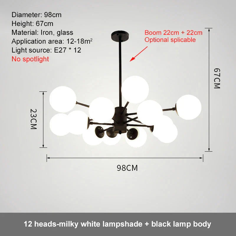 DecorBites™ Glass Ball LED Chandelier for Bedroom Dining Room - Elegant Ceiling Pendant Lamp