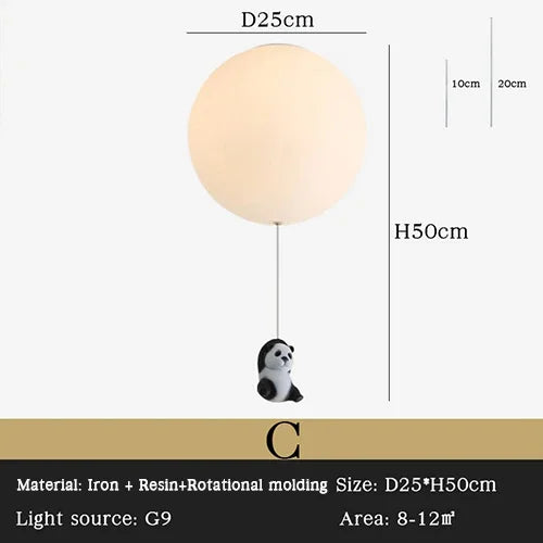 نجفة سقف LED بتصميم دب للأطفال من ديكور بايتس™، مصباح معلق لطيف لغرفة نوم الأولاد والبنات