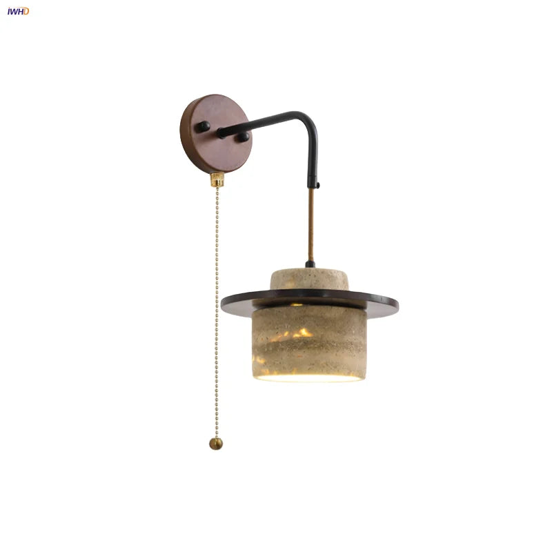 DecorBites™ مصباح حائط LED من حجر الترافرتين الأصفر مصباح سرير حديث