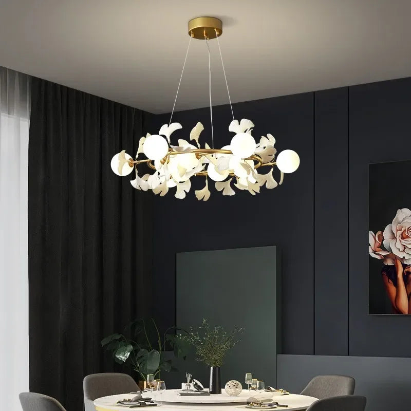 DecorBites™ Gingko Leaf Branch LED Ceiling Chandelier for Modern Living Room and Bedroom