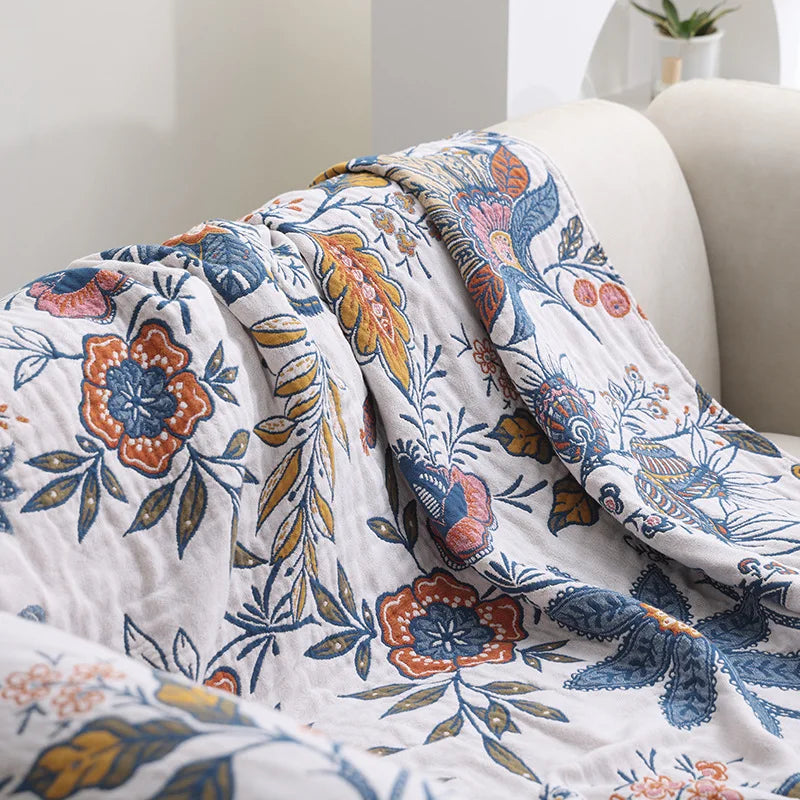 DecorBites™ Double Cotton Bohemian Throw Blanket - Lightweight & Breathable Summer Cover for Beds, Sofas, and Home Decor