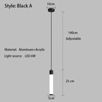 Minimalist White Linear Pendant Light In Aluminum