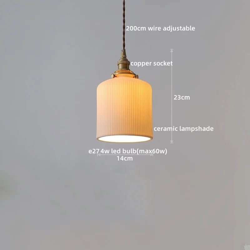 مصباح تعليق LED من DecorBites™ بتصميم ياباني، مصابيح تعليق زجاجية نحاسية