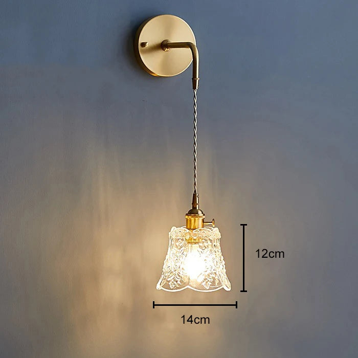 Nordic Flower Glass Pendant Light in Polished Copper