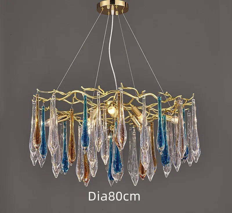 ثريا DecorBites™ Gold LED فرع إضاءة لغرفة المعيشة، غرفة النوم، الفنادق - مصباح معلق عصري فاخر من الألومنيوم