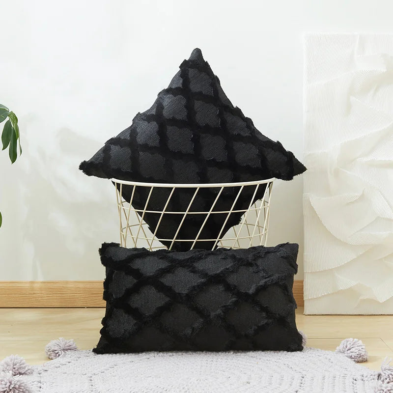 DecorBites™ Embroidered Diamond Cushion Cover for Modern Living Room Decor