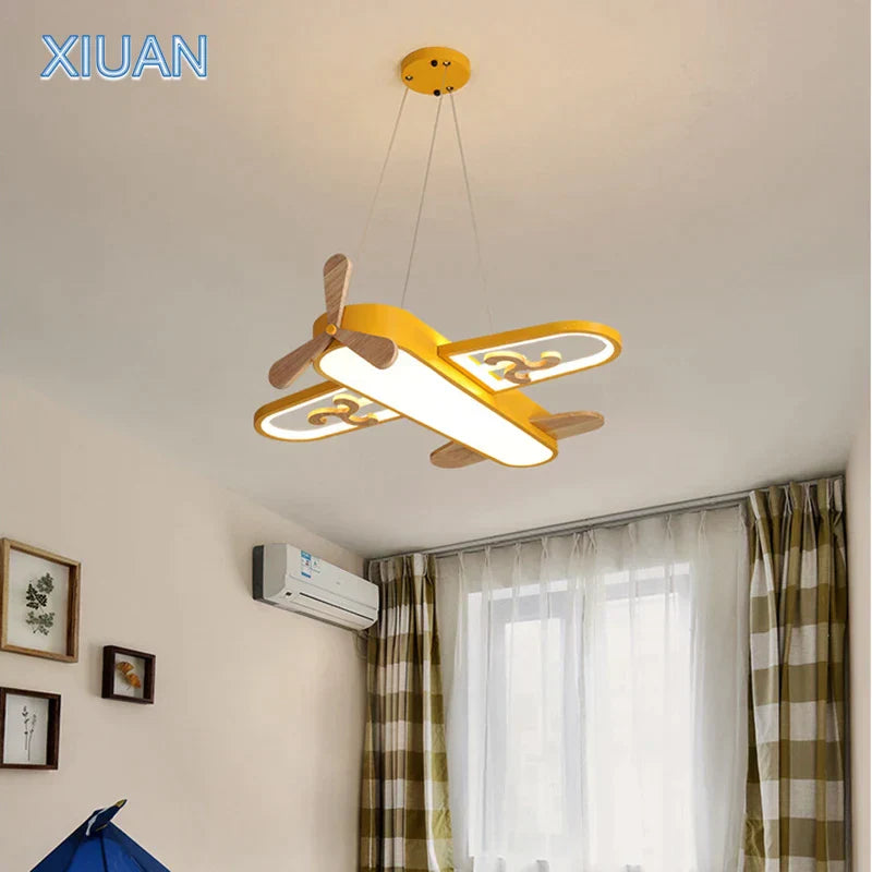 DecorBites™ Enfants Avion Suspension Bois Métal Appliques Maternelle LED