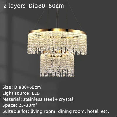 DecorBites™ Crystal Waterfall Chandelier for Foyer Dining Room Hotel Home Decor