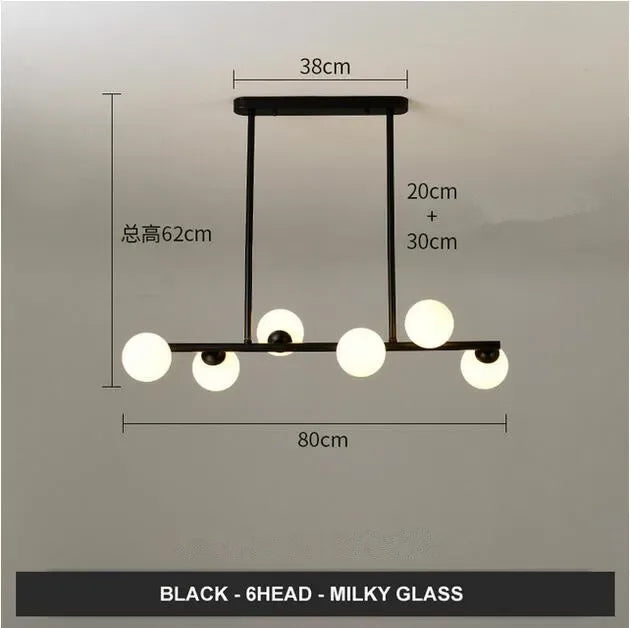 DecorBites™ Glass Balls Chandelier: Stylish Suspension Lighting for Dining Room, Kitchen, and Office