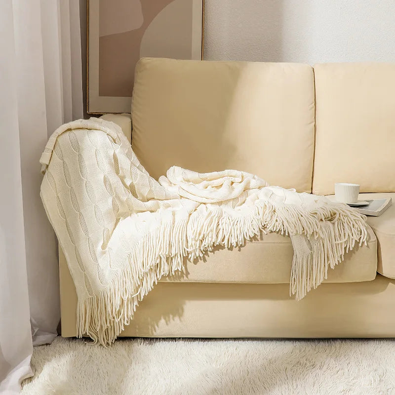 DecorBites™ Knitted Geometric Throw Blanket