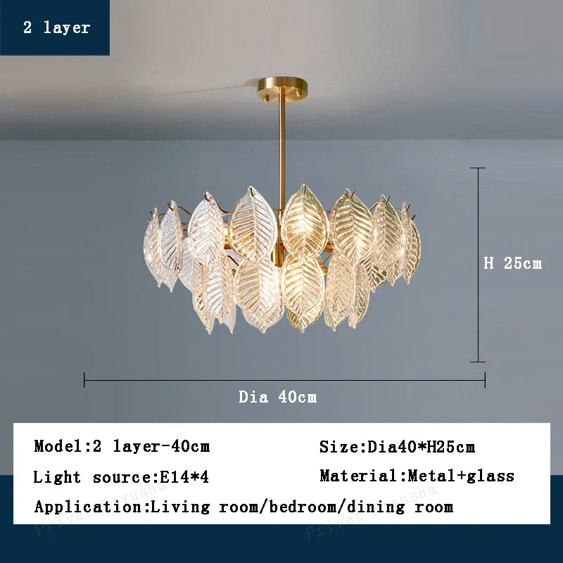 DecorBites™ ثريا أوراق الشجر الزجاجية الفاخرة لغرفة الطعام