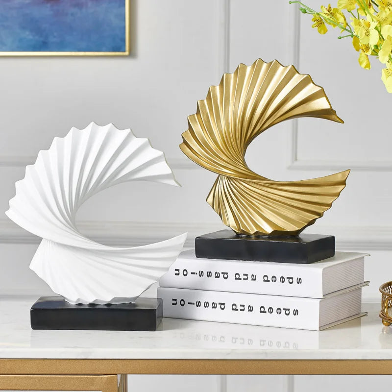 DecorBites™ تمثال راتنجي ذهبي تجريدي لديكور المنزل والمكتب العصري