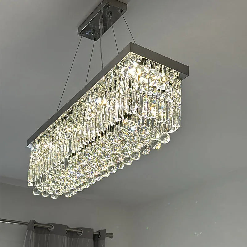 Modern Silver Crystal Chain Pendant Chandelier
